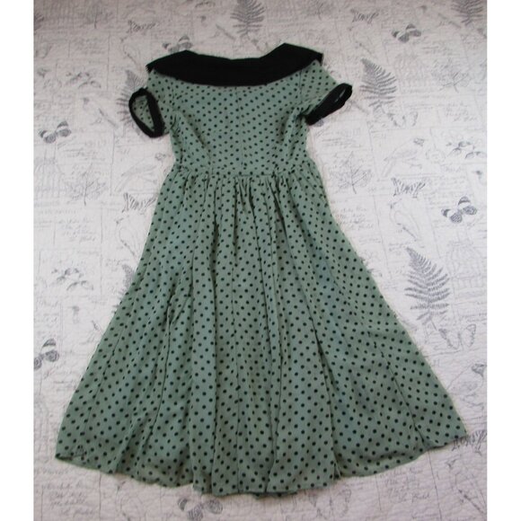 NEW Collectif Betty Lou Doll Polka Dot Chiffon Dress Retro rockabilly pin up S - Picture 4 of 8